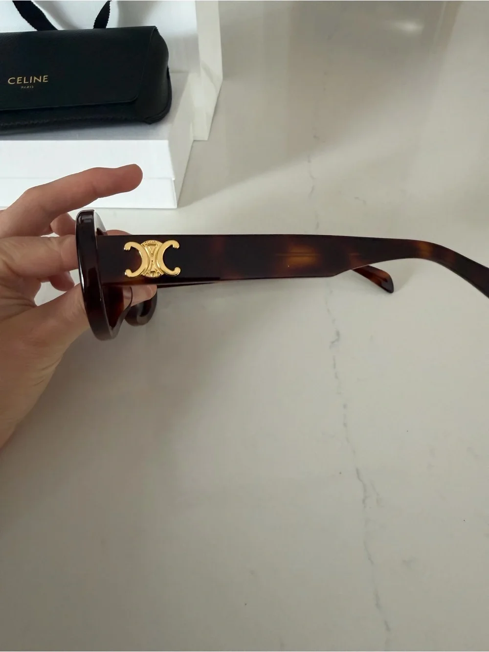 Celine Women’s Oval Tortoise Shell Sunglasses - Dark Brown Lenses